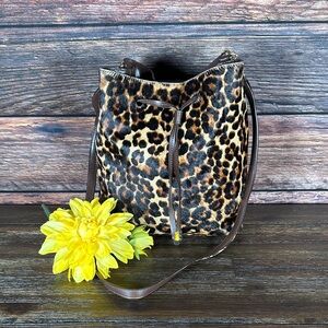 Ralph Lauren Leopard Debby Drawstring Bag with a calf hair shell!